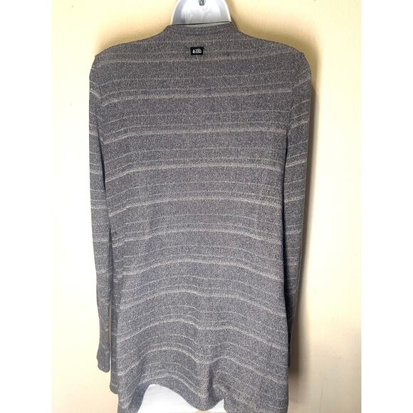 Volcom gray open-front cardigan with a blue-Gray striped pattern size small - Picture 7 of 13